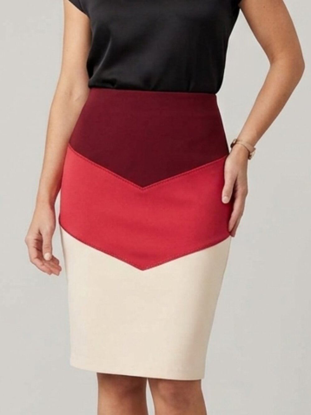 Endless Rose Chevron Skirt in Burgundy, Pink and Cream